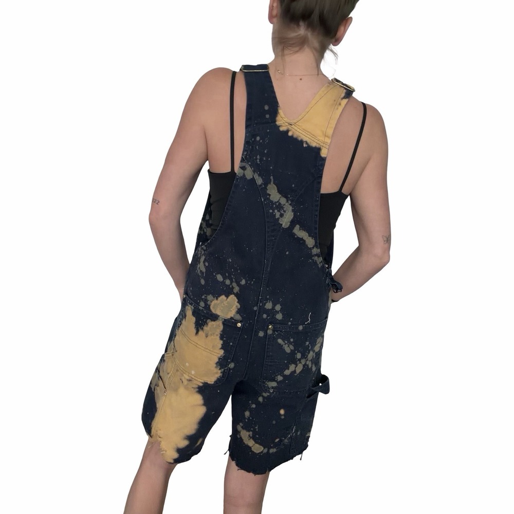 custom-distressed‎ Carhartt bib overalls Cutoff Shorts. Size 30 Navy Blue Cargo - Picture 3 of 8